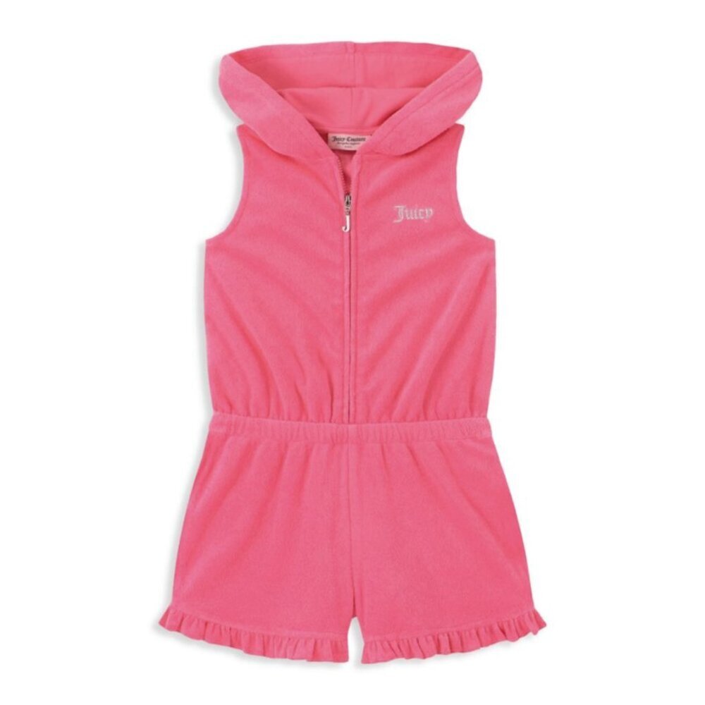 Juicy Couture NWOT Little Girl's Hooded Cotton-Blend Romper in Pink, size 24M